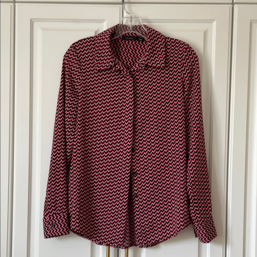 Halogen Red and Black Notched Collar Button Down Shirt